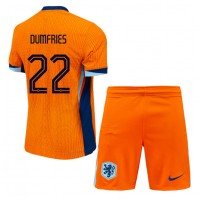 Niederlande Denzel Dumfries #22 Fußballbekleidung Heimtrikot Kinder EM 2024 Kurzarm (+ kurze hosen)